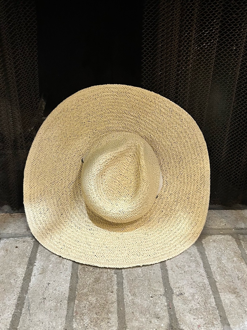Hat Attack Wide-Brim Straw Sun Hat in Natural Beige EUC